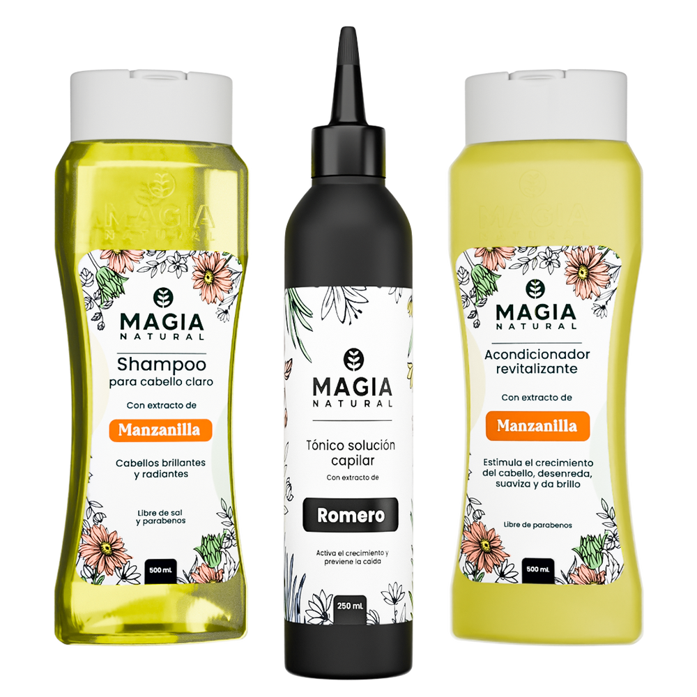 Kit de Crecimiento e Iluminación Capilar con Manzanilla, Miel y Romero