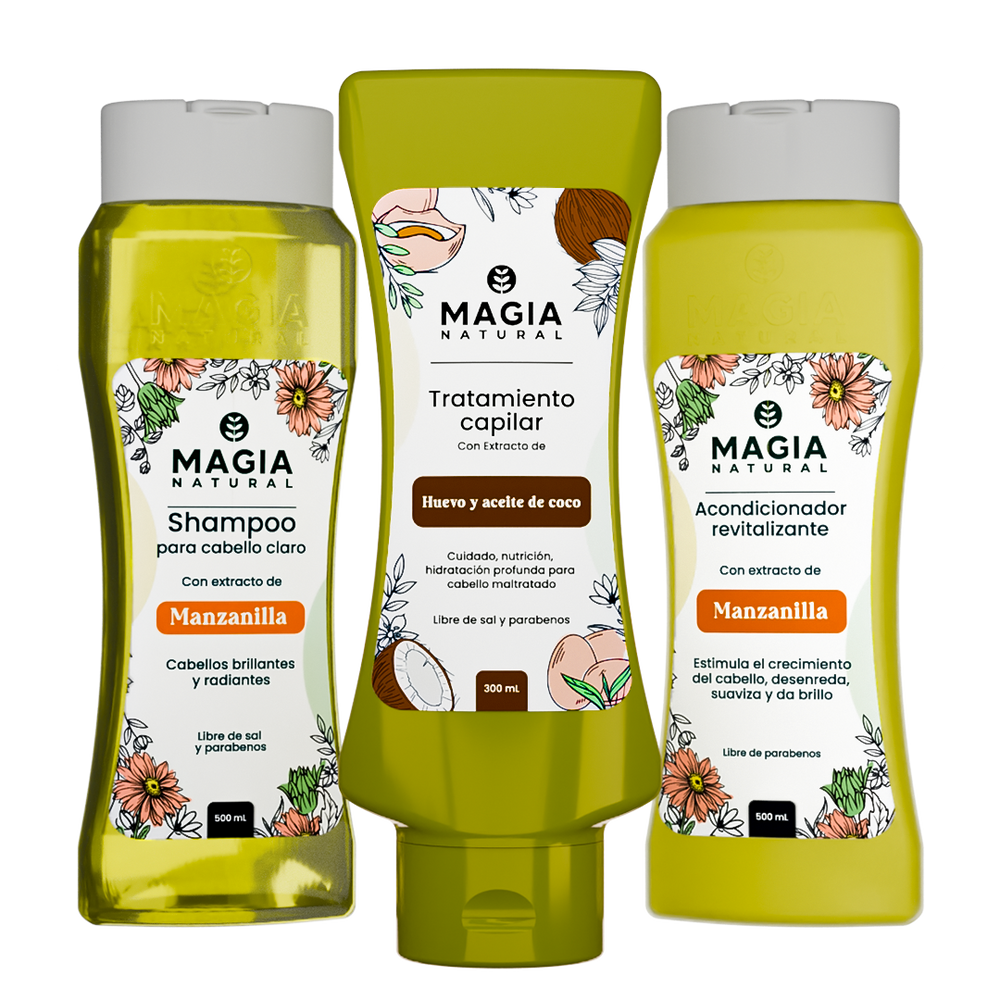 Kit de Nutrición Intensiva Capilar con Manzanilla, Miel y Huevo